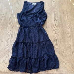 honey and rosie royal blue dress Honey and Rosie Womens Junior Navy Sleeveless Faux-Wrap Velvet Mini Dress XL